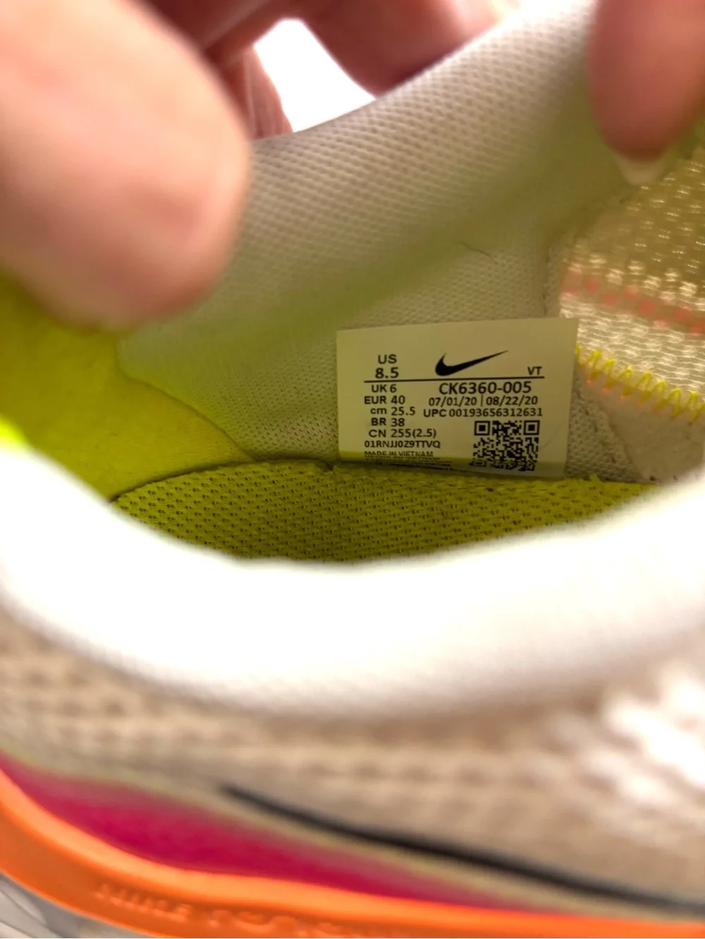 Nike Pink White Renew Run Sneakers CK6360-005 SZ 8.5